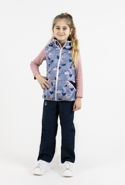 Softshellová dětská vesta MODRÁ SRDÍČKA (3)