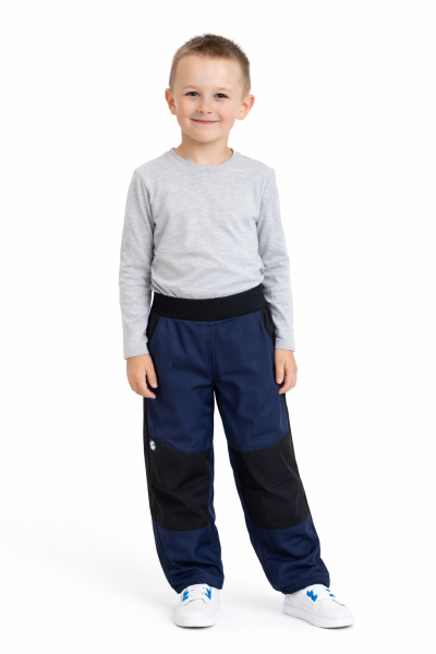Kalhoty dětské softshellové jarní s bambusem modro-černé (5)