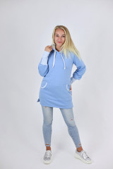 Dámské mikinošaty BLANKYTNĚ MODRÉ s balónovými rukávy