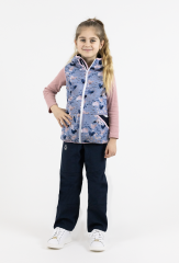 Softshellová dětská vesta MODRÁ SRDÍČKA s tm.modrou