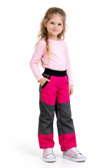 Kalhoty dětské softshellové jarní s bambusem růžovo-šedé