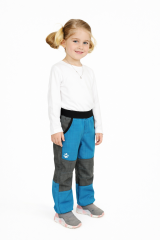 Kalhoty dětské softshellové jarní s bambusem petrolejovo-šedé