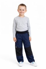 Kalhoty dětské softshellové jarní s bambusem modro-černé