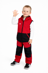 Kalhoty dětské softshellové jarní s bambusem červeno-černé (6)