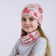 Čepice SRDÍČKA barevná na růžové